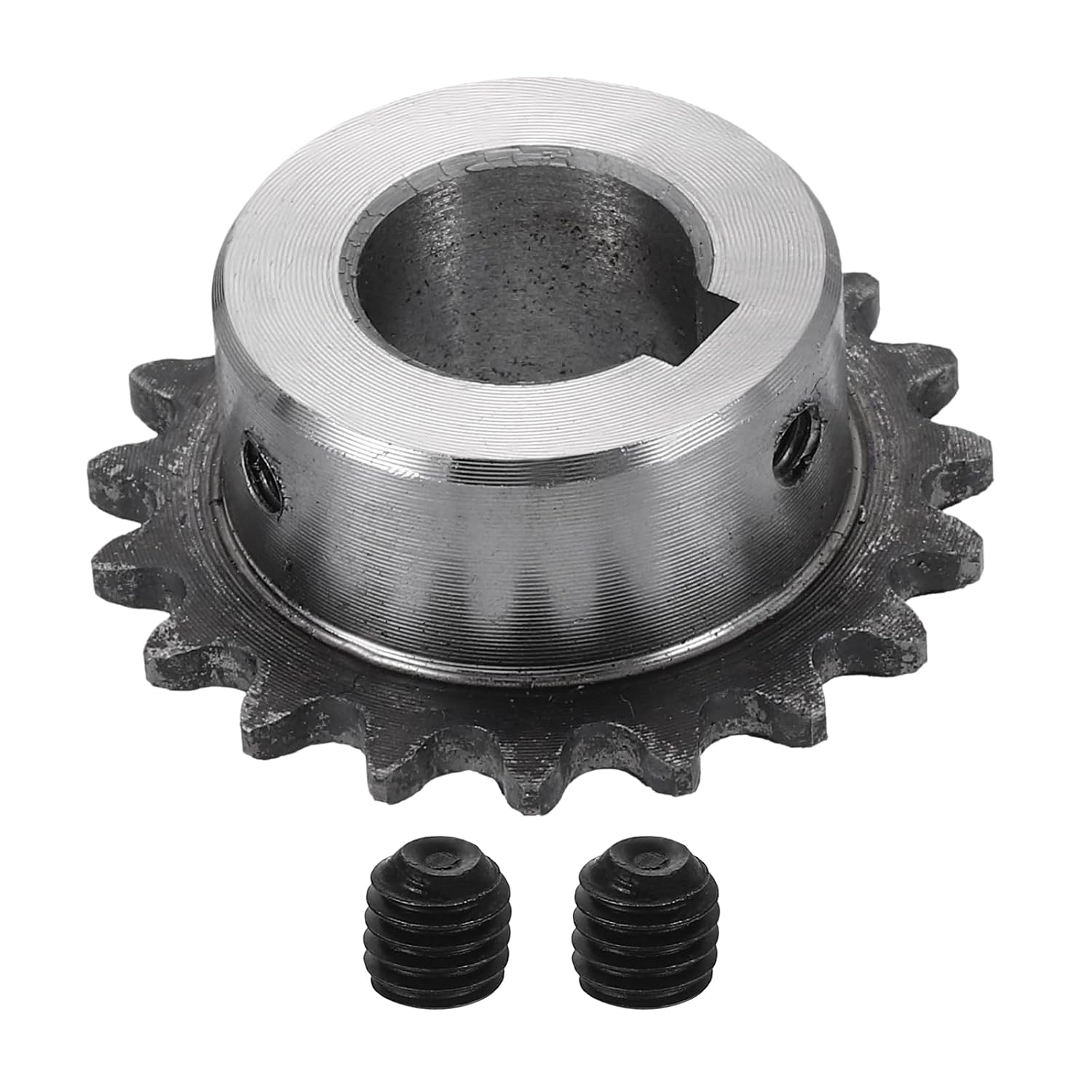 #25 Chain Roller Sprocket 12mm Bore 53.5mm OD, 25 Tooth C45 Carbon Steel ANSI #25 Roller Sprocket Round Hole Without Surface Finished with 4x1.8mm Keyway for ISO 04C Chain