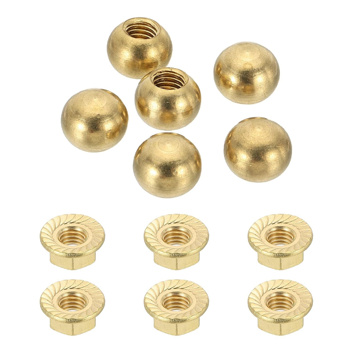 6Pcs M5 x 10mm Threaded Ball Knobs, Copper Thread Cap Nuts Knob Ball Nuts Knob Caps Nut Cover Screw Caps Balls Lamp Decoration for Lighting DIY Project, Copper