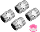 4pcs Hex Nipple Stainless Steel Pipe Fitting G3/4" Male x G3/4" Male Threaded Pipe Adapter Pipe Connector with PTFE Tape for Water, Gas, Fuel Pipeline (Silver Tone, 34mm/1.3")