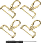 LinkMejor 4Pcs Swivel Clasps Hook, 38mm(1.5 Inch) D Ring Detachable Snap Hook Metal Lobster Claw Clasp Hook with Screwdriver for Purse Keychain DIY Craft, Light Gold