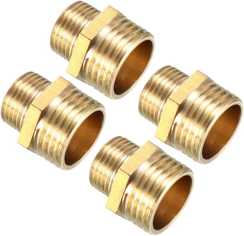 Brass Pipe Fitting Reducing Hex Nipple G1/2 Male X G3/8 Male Adapter 4pcs