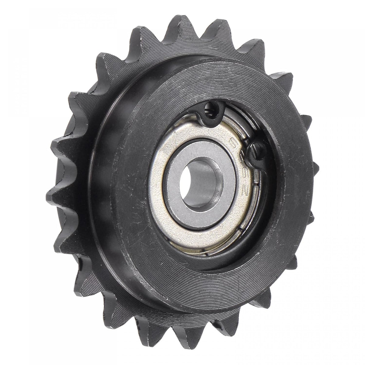 #25 Chain Idler Sprocket, 6mm Bore 1/4" Pitch 20 Tooth Tensioner, Black Oxide Finish C45 Carbon Steel with Insert Single Bearing for ISO 04C Chains