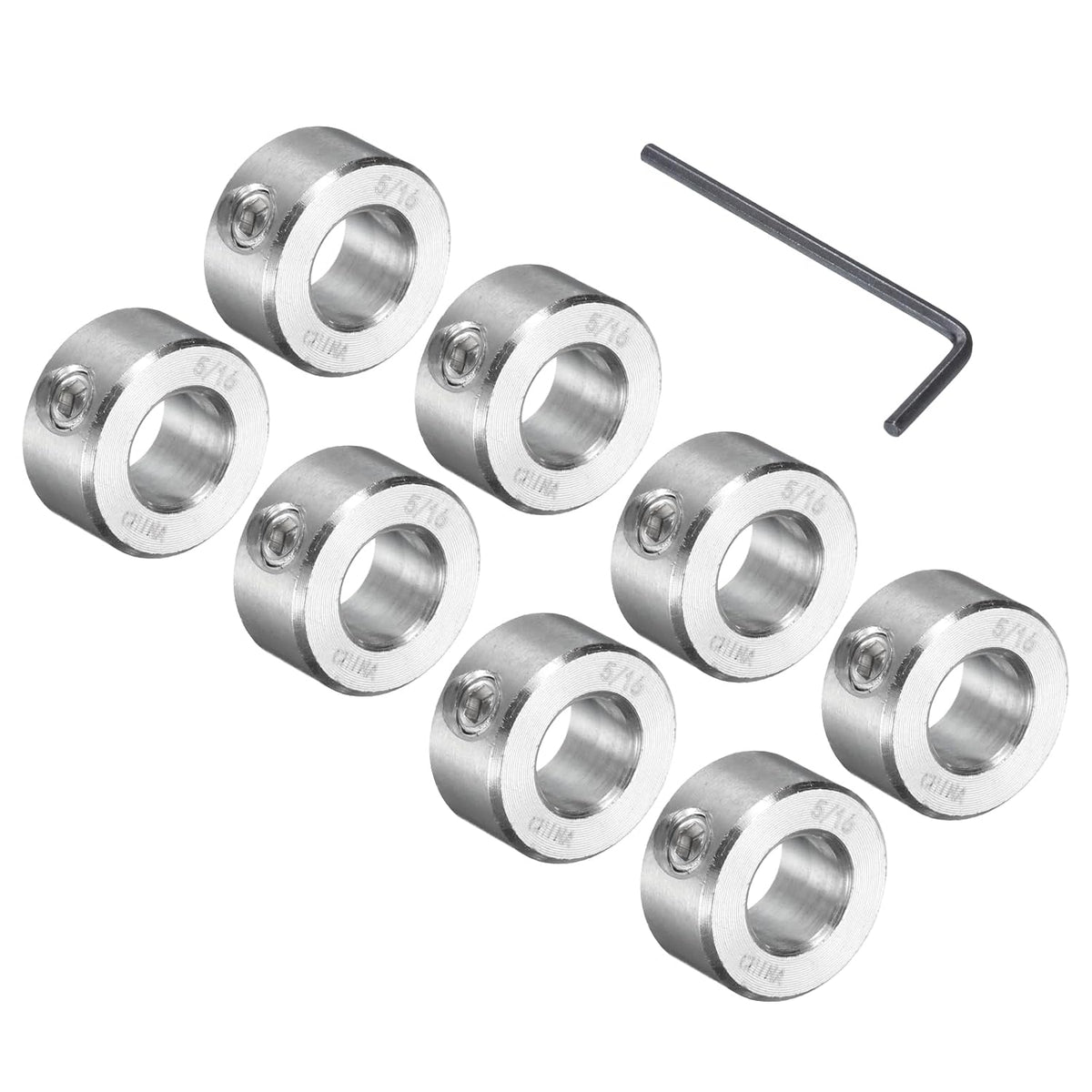 8 Pcs Set Screw Shaft Collar 5/16"Bore, 304 Stainless Steel Shaft Collars, 5/8"OD, 5/16"Thickness, Axle Collar Clamp with a Hex Wrench