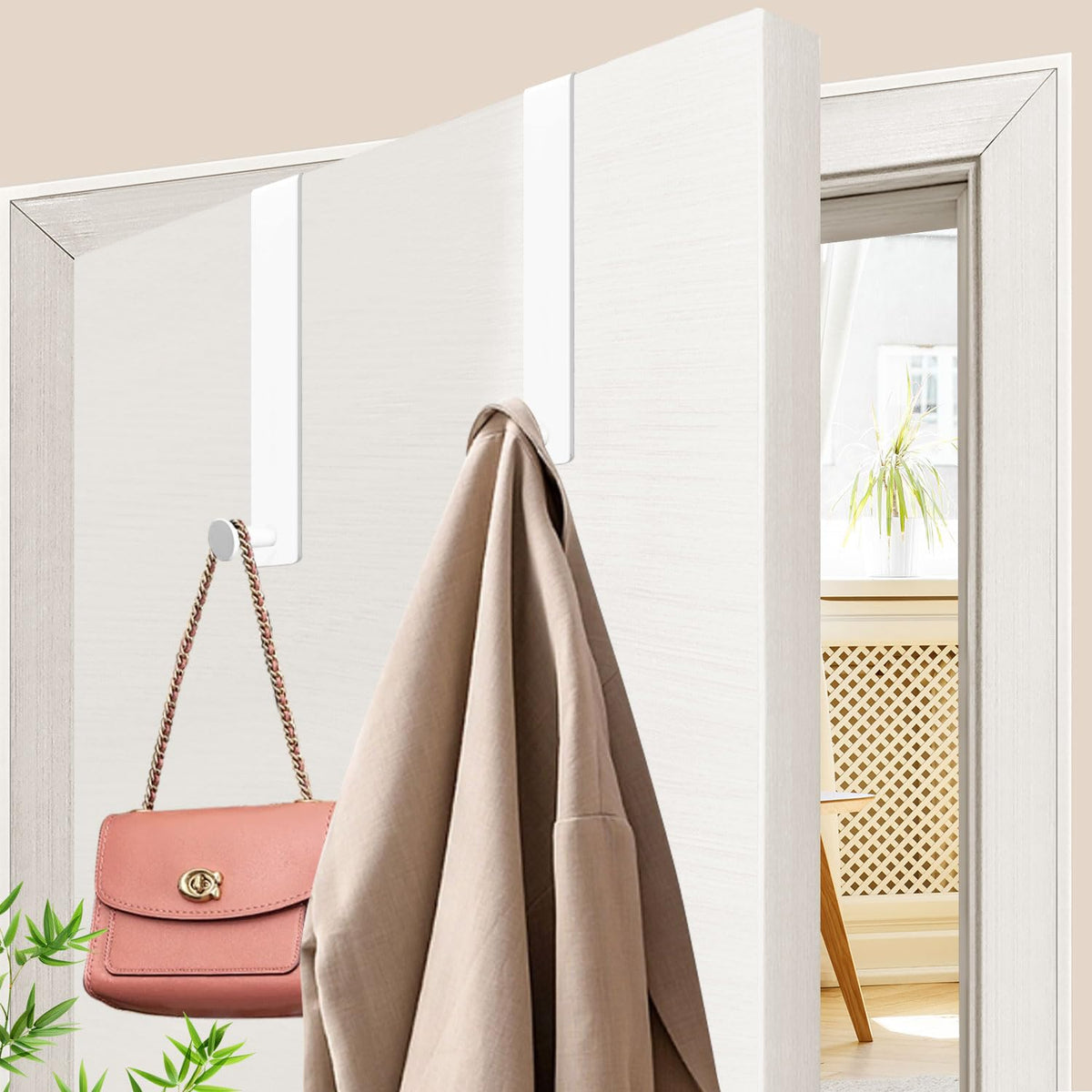 LinkMejor Ganchos Sobre a Porta, Ajustam Portas de 1-3/8", 2 Pacote