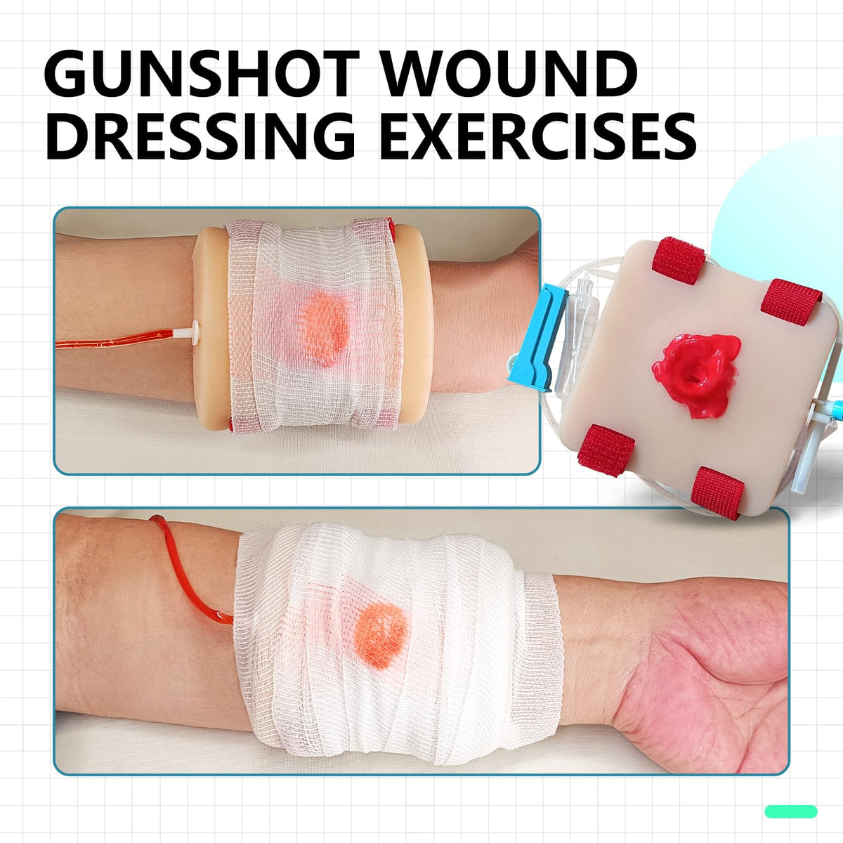 2Pcs Kit di Formazione per Chiusura delle Ferite, Trainer di Controllo del Sangue e Chiusura delle Ferite di Base per Educazione Medica