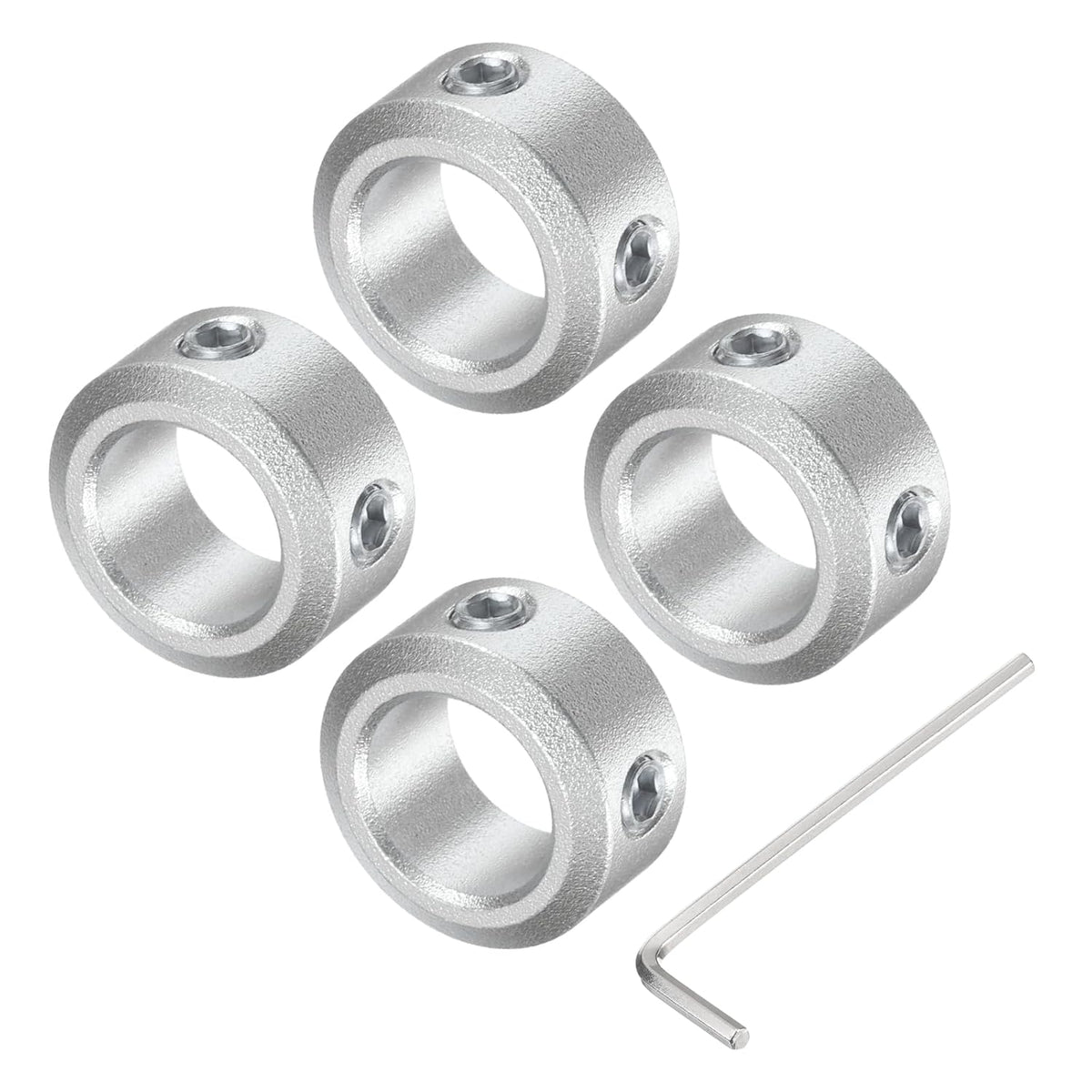 Set Screw Shaft Collar for 10mm Shaft, 4pcs Clamping Collars 16mm OD, 8mm Thickness, Aluminum Alloy Clamp-On Collar with M4 Set Screws and a Wrench