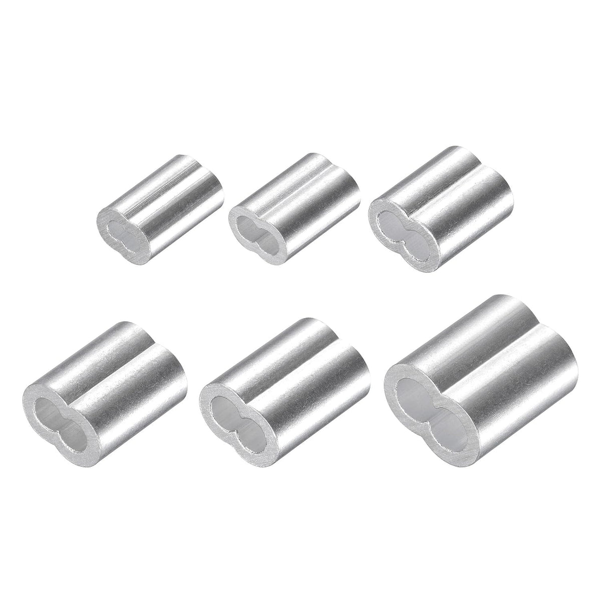 Wire Rope Aluminum Crimping Loop Sleeve Assortment Kit for 1.2/1.5/2/2.5/3/4mm Dia., Cable Crimp Double Hole Ferrule Clip Fittings 210in1 Set
