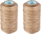 LinkMejor Leather Sewing Thread 273 Yards 150D/1mm Polyester Flat Waxed Cord for Hand Stitching Leather Bookbinding,Craft DIY, (Tan, 2pcs)