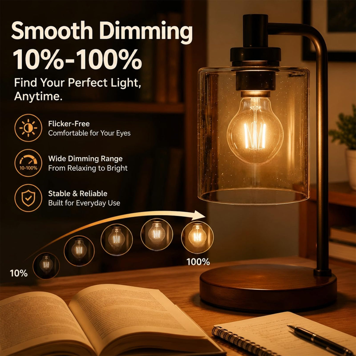 4-Pack 60 Watt Glødelamper, A19 E26 Glødelampe Dimmbar