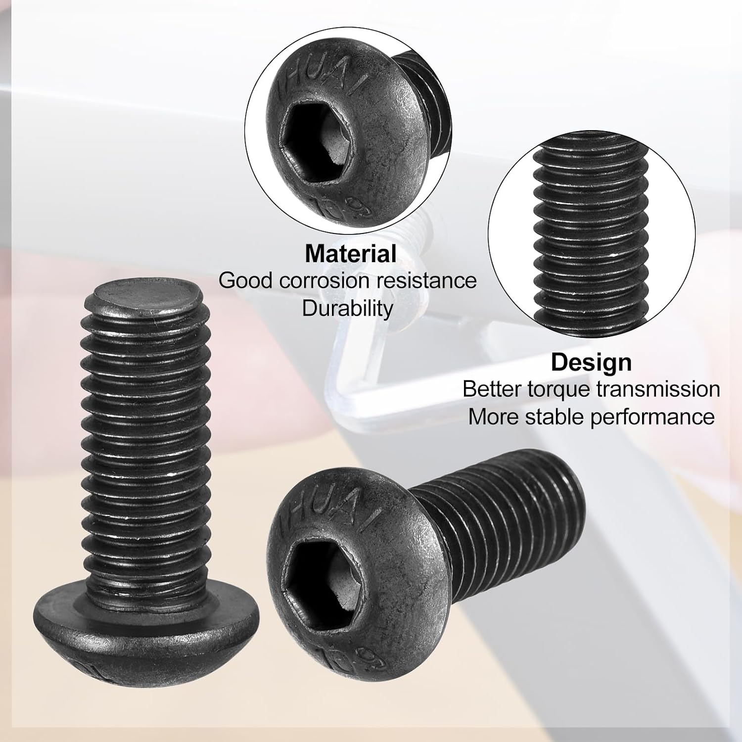 #10-32 x 5/8" UNF 10.9 Alloy Steel Hex Socket Button Head Screws 20Pcs