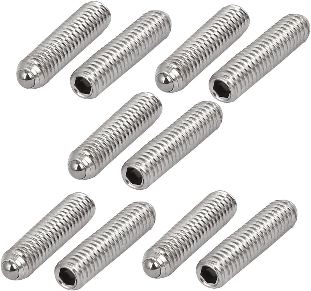M4x16mm 304 Stainless Steel Spring Hex Socket Ball Point Grub Set Screws 10pcs