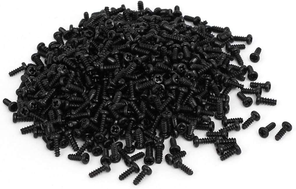M2 x 6mm Metal Phillips Round Head Self-taping Screws Black 1000pcs