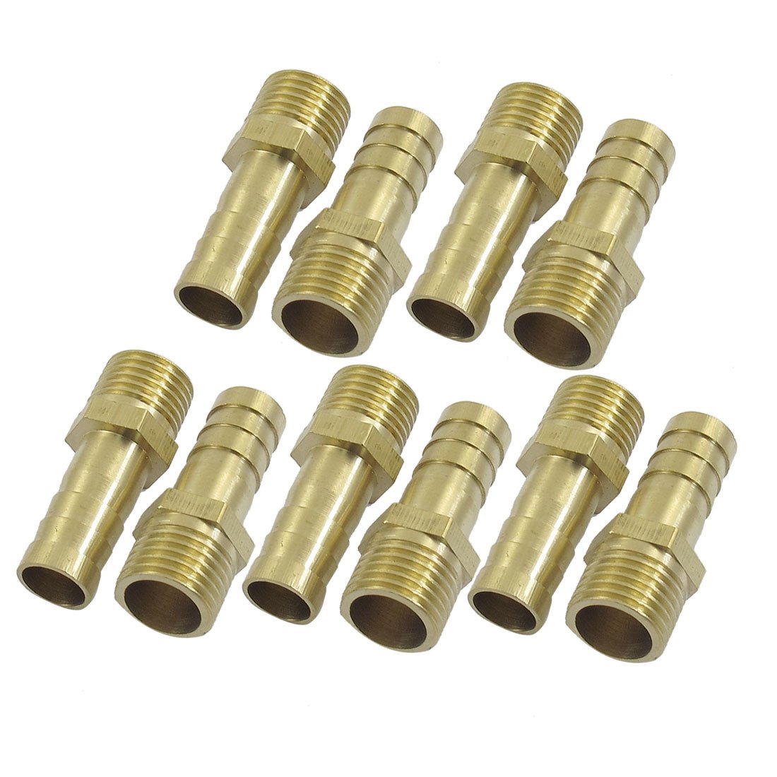 10 Pcs Gold Tone Brass 10mm Fuel Gas Hose Barb 1/4" PT Male Thread Coupling Fitting