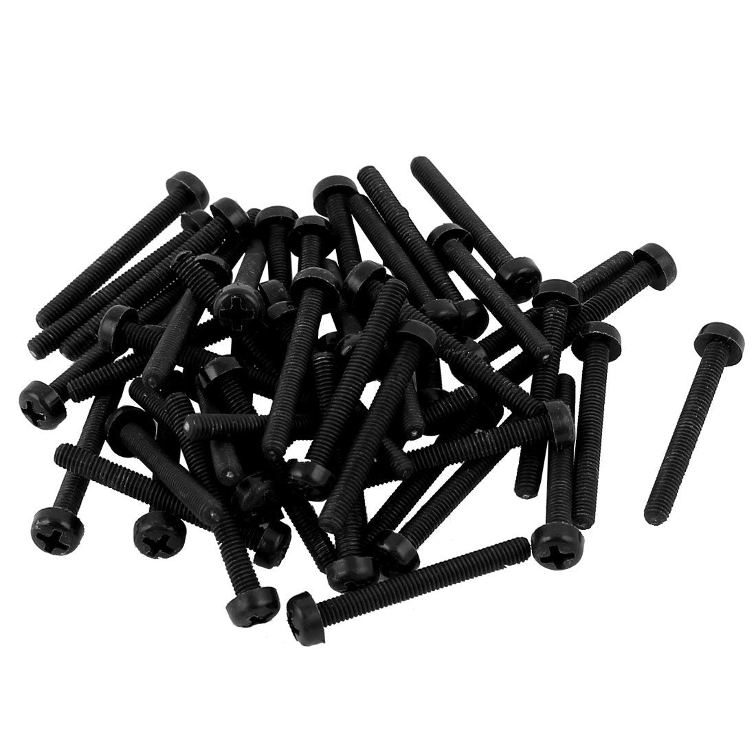 a15062200ux0426 M3 x 25mm Nylon Phillips Cross Pan Head Machine Screws Black (Pack of 50)