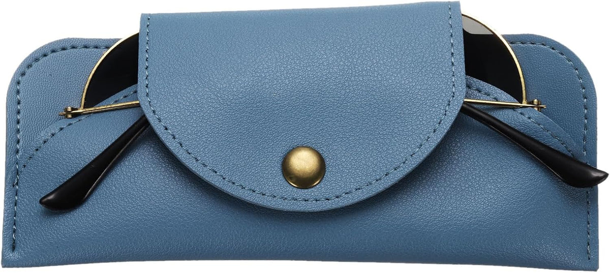 LinkMejor Eyeglass Cases Leather Sunglass Case Glasses Pouch with Magnetic Snap