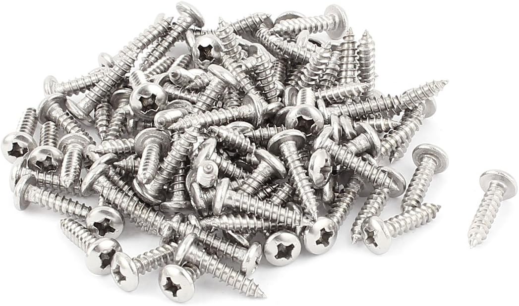 3.5mm x 16mm Pan Head Phillips Self Tapping Screw Fasteners 100 Pcs
