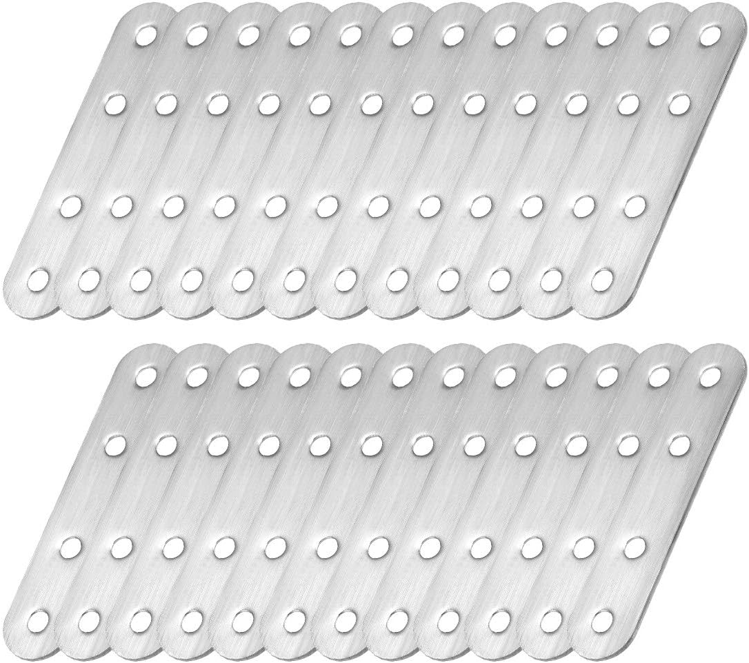 Repair Plate, 80mm x 17mm, Flat Fixing Mending Bracket Connector with Screws, 24 Pcs