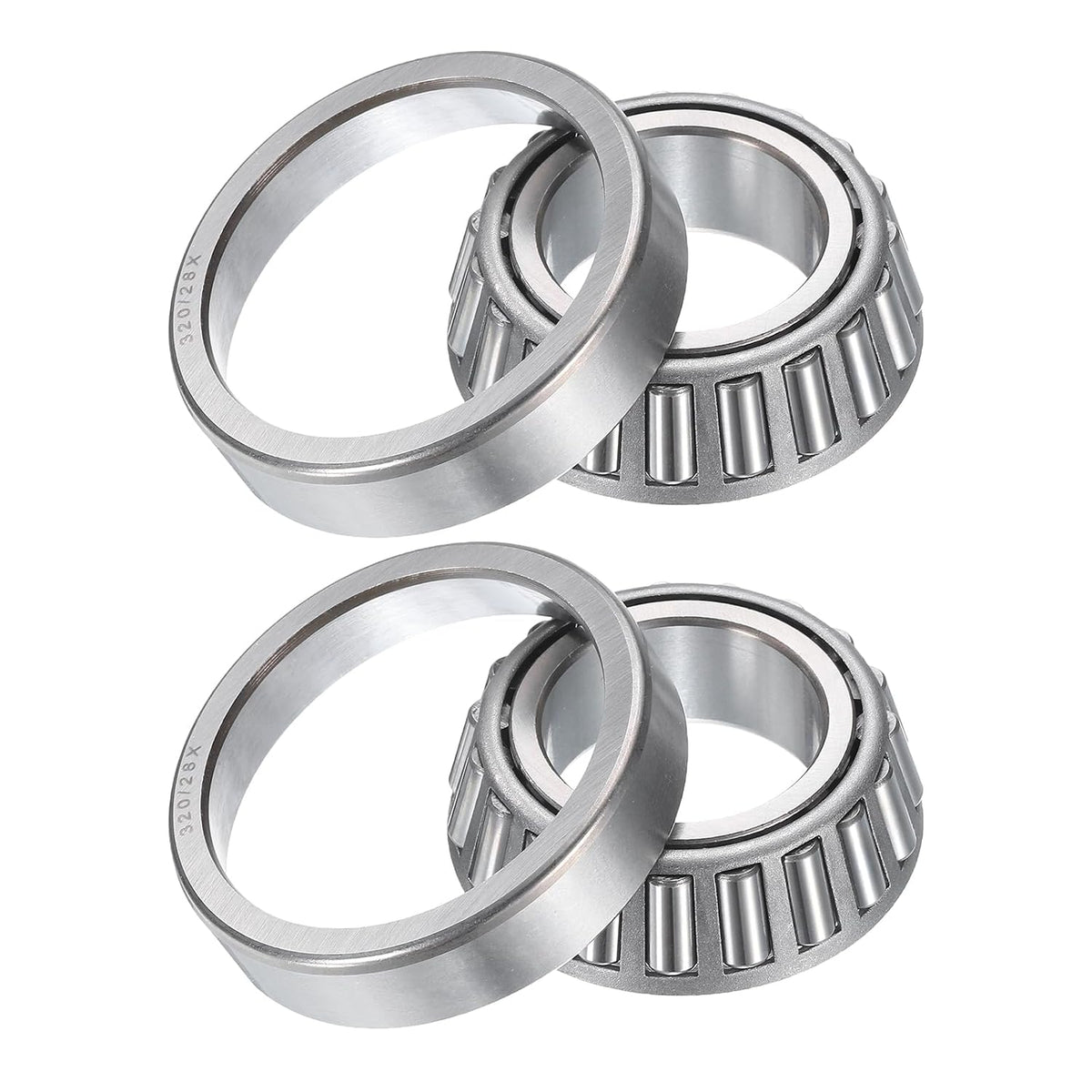 2pcs 320/28X Tapered Roller Bearing Cone and Cup, 28mm Bore x 52mm OD x 16mm Thick, Chrome Steel Taper Bearing Set, ABEC-3