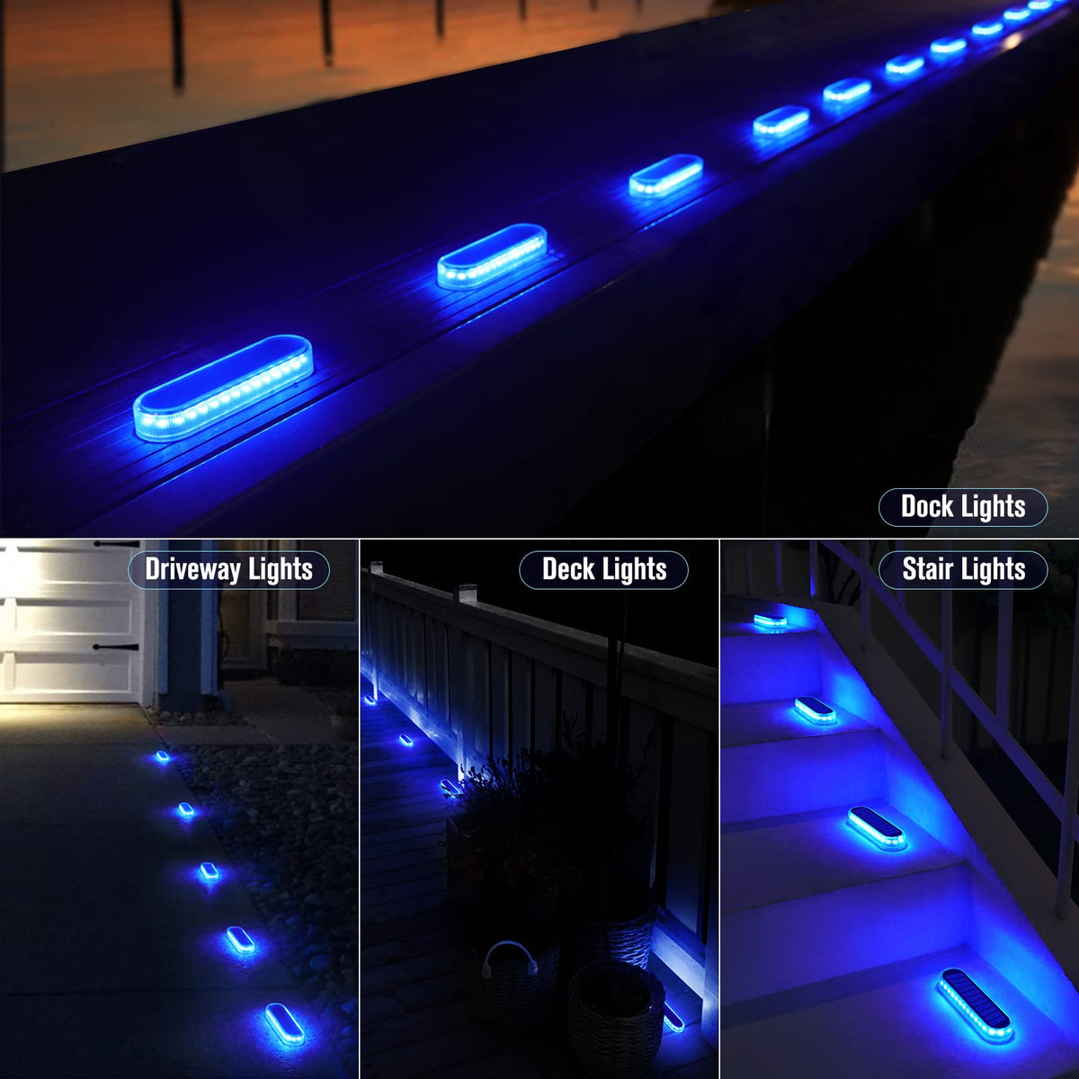 Zonne Dok Deckverlichting Buiten 6Stks Blauwe Zonne Trapverlichting IP68 Waterdicht