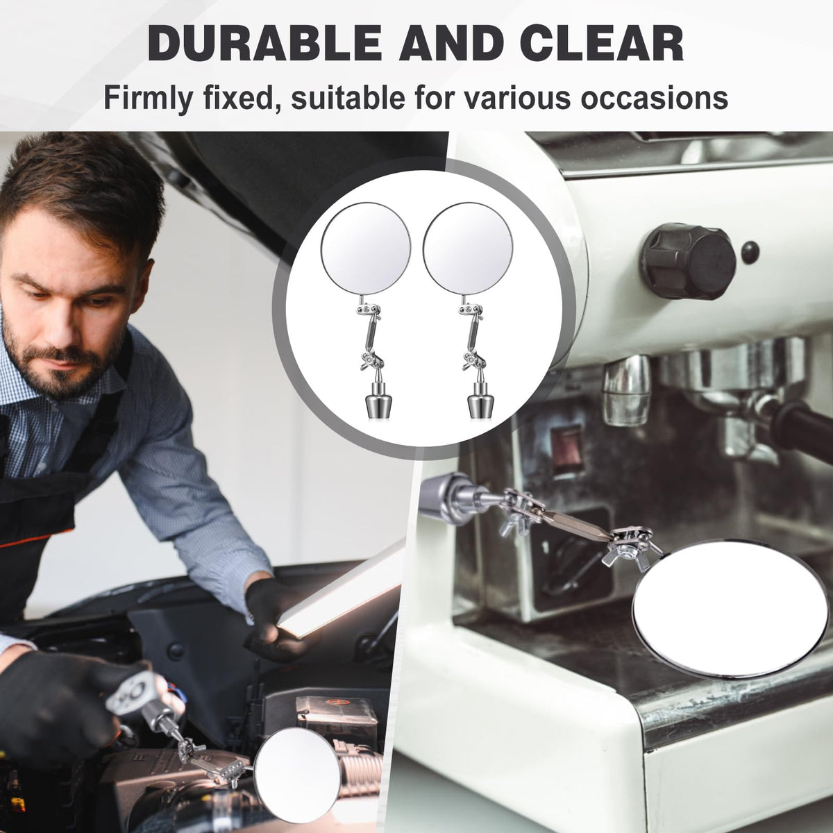 LinkMejor 2pcs 3.15pollici Specchi di Ispezione a Base Magnetica con Braccio Regolabile