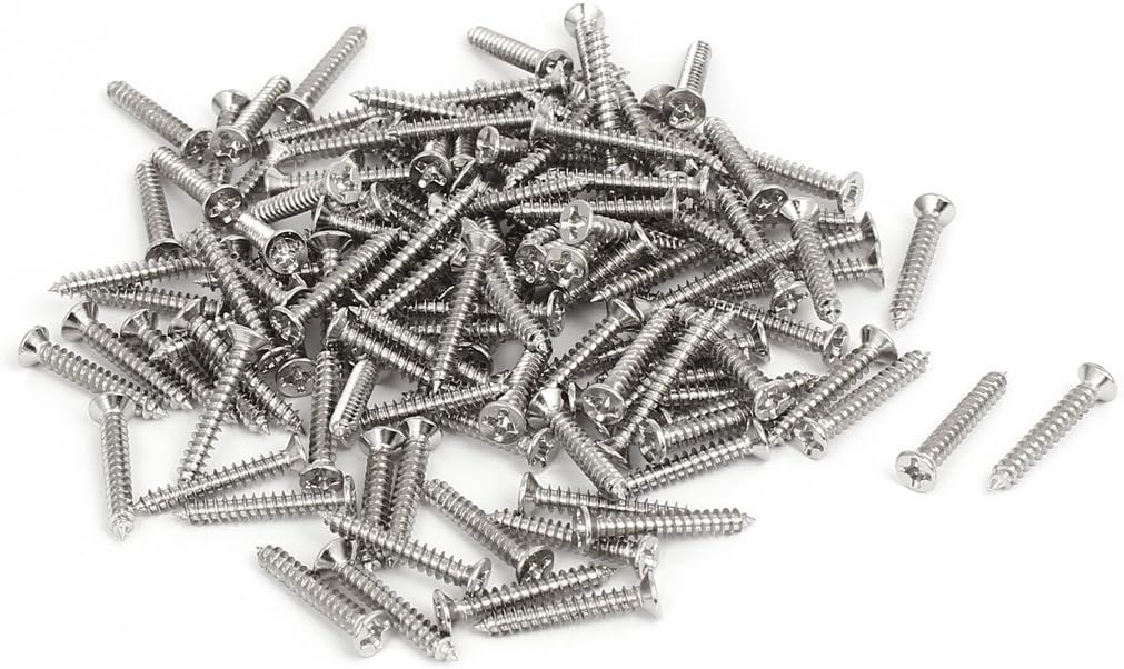 M3 x 20mm Phillips Flat Head Self Tapping Screws Silver Tone 190pcs