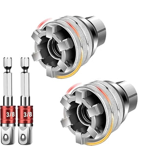 (2PCS) Multifunksjonell universell sokkelnøkkelverktøy - Universell vedlikeholdverktøy, 10-19mm universell justerbar sokkelnøkkel, universell sokkelverktøy for 3/8" akseldrift skruetrækker og kraftbor