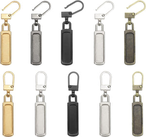 2Set Zipper Pull Replacement, 2 x 3/8" Rectangle Detachable Tiny Zipper Replacement Slider for Sewing Bags, Coats, Jackets, Closed-End Pulls Replacing, 5 Color