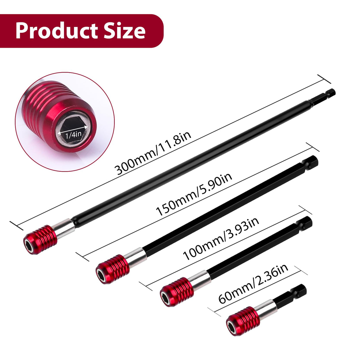 Morsa per Trapano a Impatto Estensibile 4 Pezzi con Supporto Magnetico per Trapano a Fori 2/4/6/12"