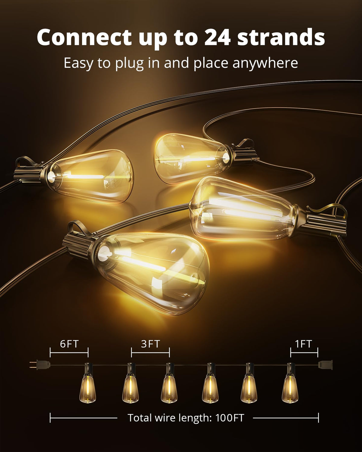 VIPAR Luminisuri Outdoor, 100FT ST38 Lămpi de Grădină IP65, Apărezibile pentru Exterior