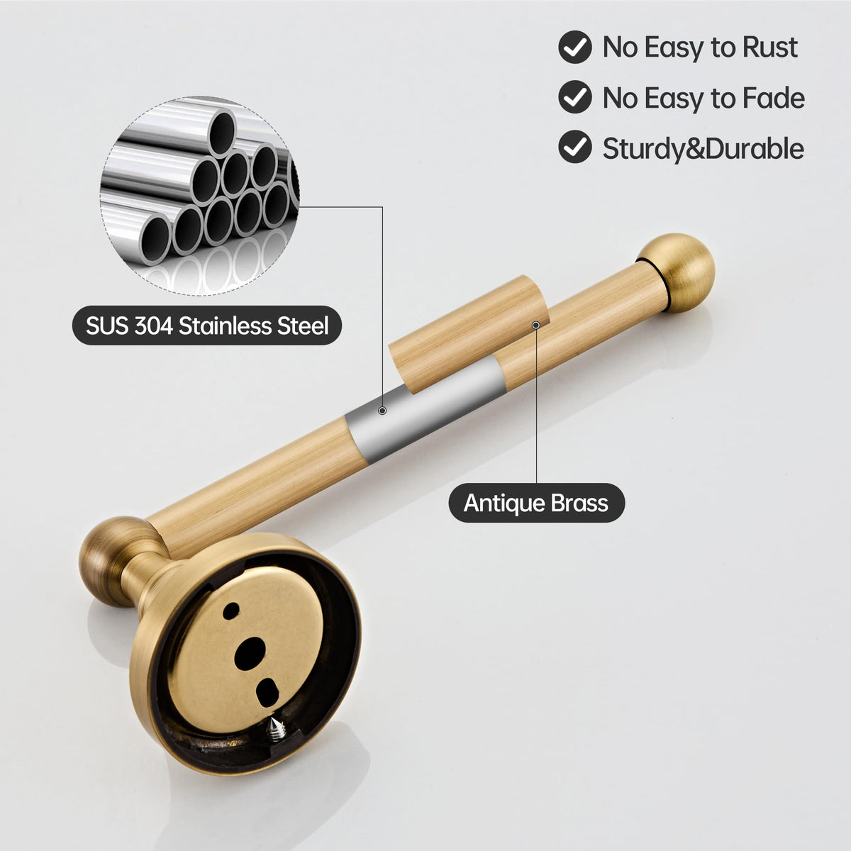 LinkMejor Brass Toilet Paper Holder Towel Ring, Antique Brass Towel Holder Toilet Paper Roll Holder, Rustic Towel Rack Bathroom Accessories Set Hardware 2 Pieces Farmhouse Wall Mounted