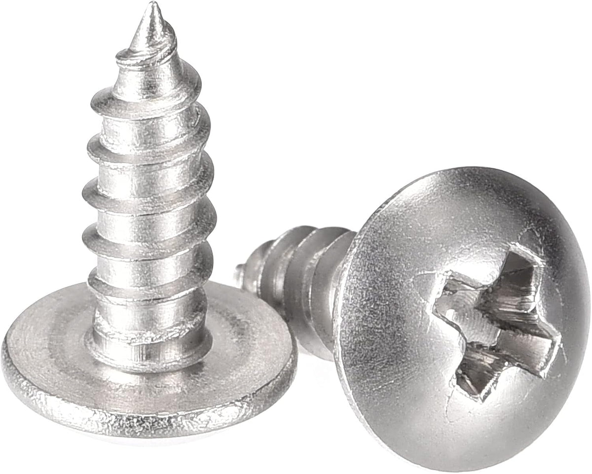 Phillips Head Self Tapping Screws, #6 x 3/8" 304 Stainless Steel Wood Sheet Metal Screw 100pcs