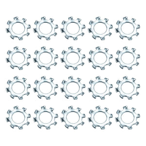 100Pcs 10# External Tooth Lock Washer, Zinc-Plated Carbon Steel Multi-Tooth Star Washer Locking Fastener, Silver Tone