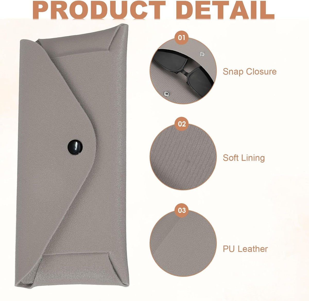 LinkMejor Leather Glasses Case Holder with Button and Cleaning Cloth