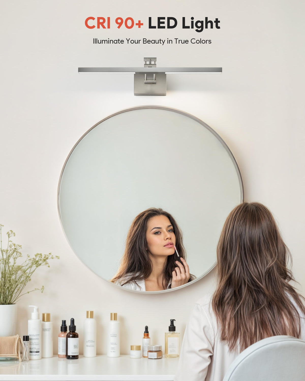 LinkMejor 24" Modern LED Lumière de Salle de Bain, Chrome Lisse