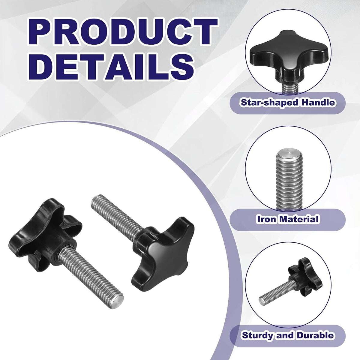 4 Point Knobs, 1/2"-13 UNC 2.09" Threaded Stud Star Clamping Knobs Hand Tightening Thumb Screw Knob for Lawn Mower Umbrella Base Clamps Replacement Machinery