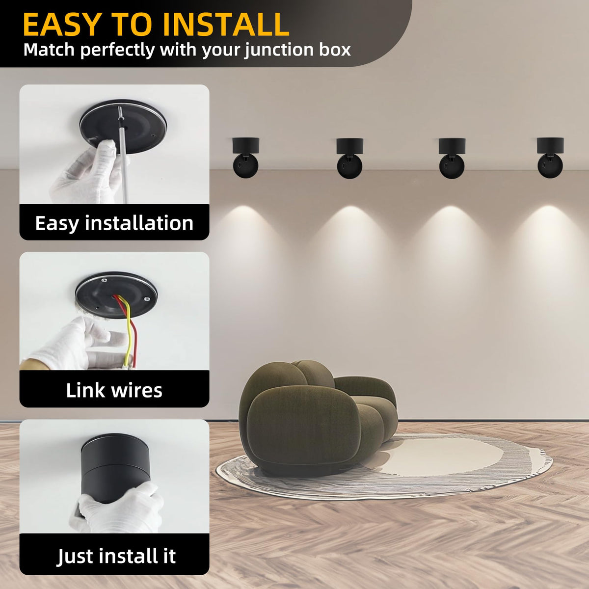 LinkMejor Lámpara de Techo LED de Iluminación Direccional para Interiores