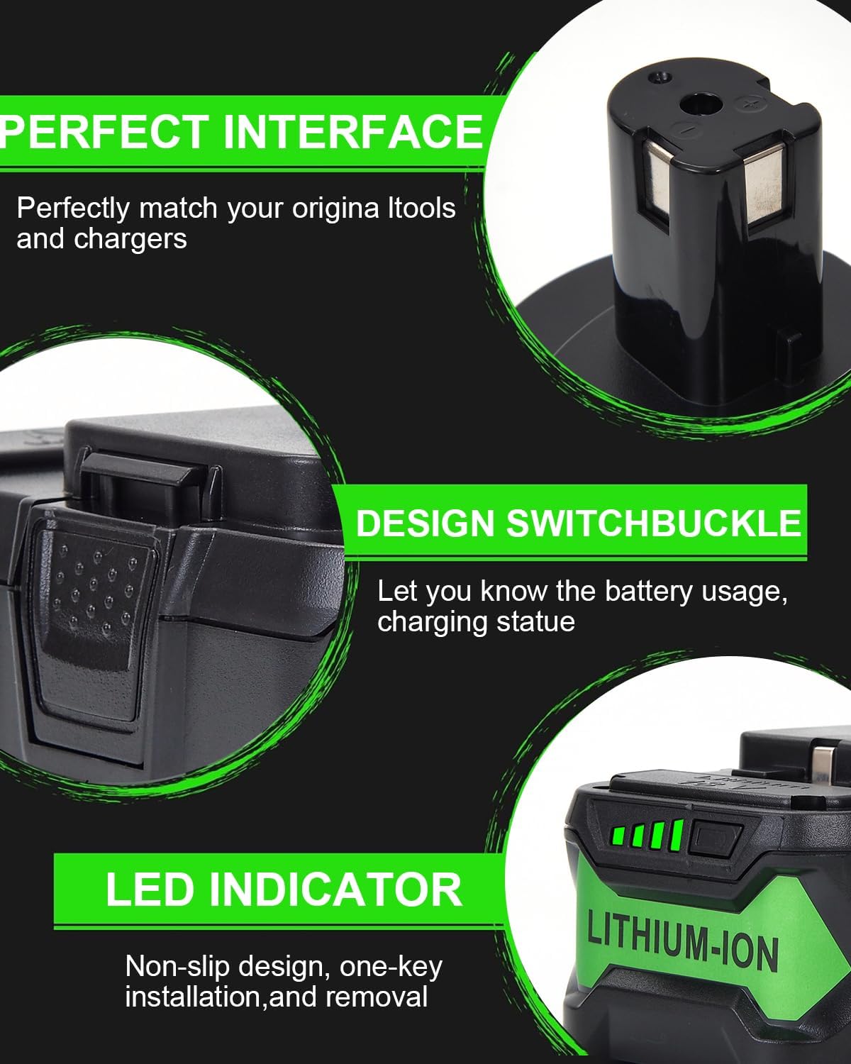 LinkMejor – Zastępcza bateria o pojemności 8000 mAh do 18V baterii Ryobi, 2 sztuki