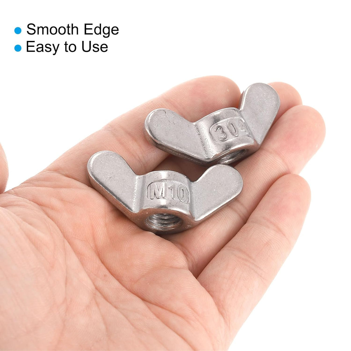 M10x1.5mm Flügelmuttern 4 Stk, 304 Edelstahl Schmetterlingsmuttern Befestigungsteile Handdrehen Flügelmuttern für Maschinen Elektronische Ausrüstung DIY, Silber