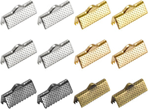 120Pcs Ribbon Crimp Clamp Ends, 16mm Bookmark Pinch Cord End Clasps for DIY Craft Making, 6 Assorted Colors