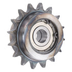 Chain Idler Sprocket, 10mm Bore 3/8" Pitch 16 Tooth Tensioner, Black Oxide Finish C45 Carbon Steel with Insert Double Bearing for ISO 06B Chains