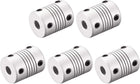 6mm to 6.35mm Aluminum Alloy Shaft Coupling Flexible Coupler Motor Connector Joint L25xD19 Silver,5pcs