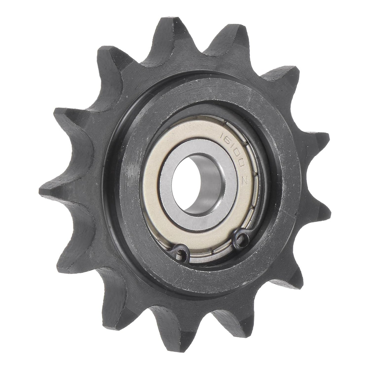 Chain Idler Sprocket, 10mm Bore 1/2" Pitch 13 Tooth Tensioner, Black Oxide Finish C45 Carbon Steel with Insert Single Bearing for ISO 08B Chains