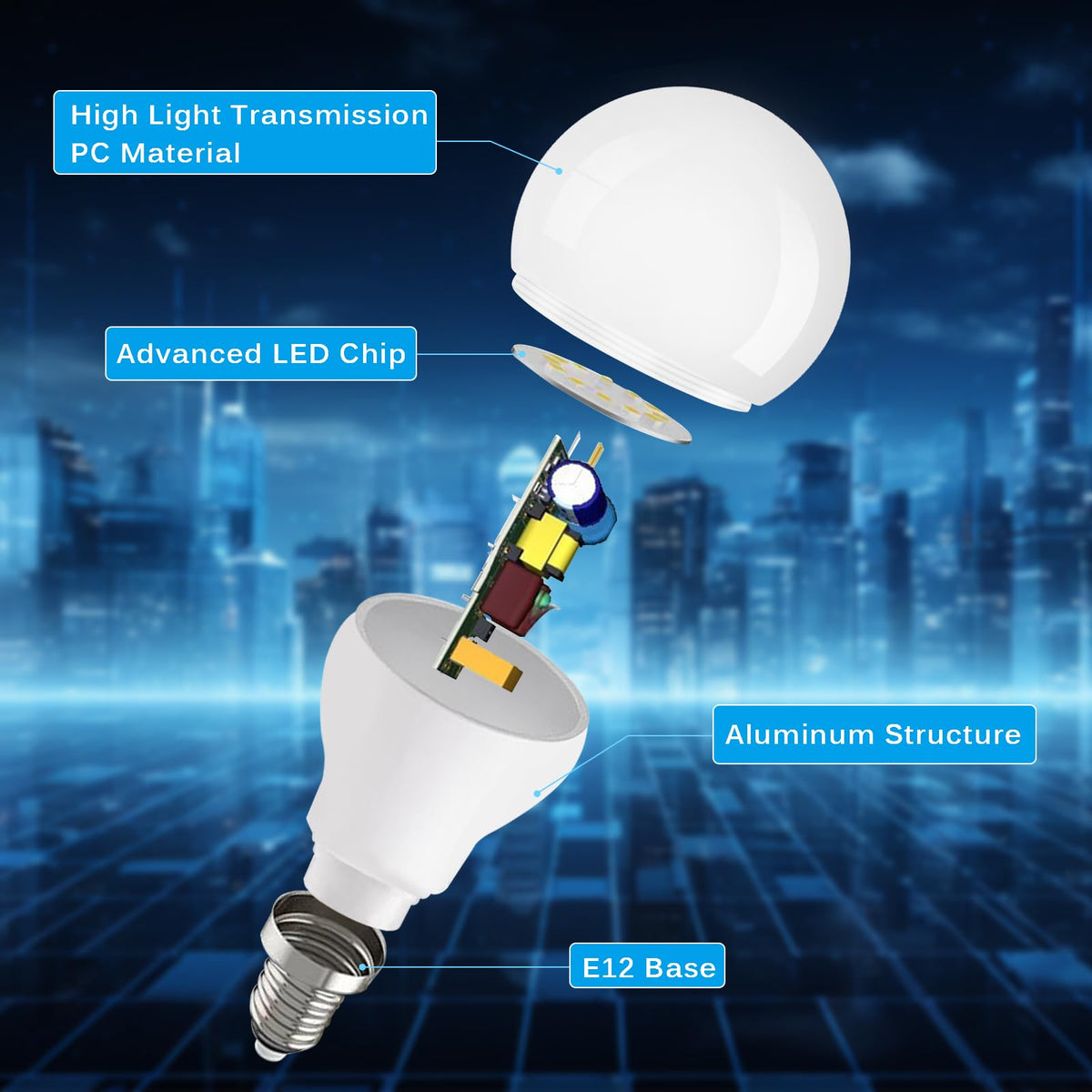 リンクメホア E12 カンドラブラ LED 天井ファン ライト バルブ、5000K 日光、6セット