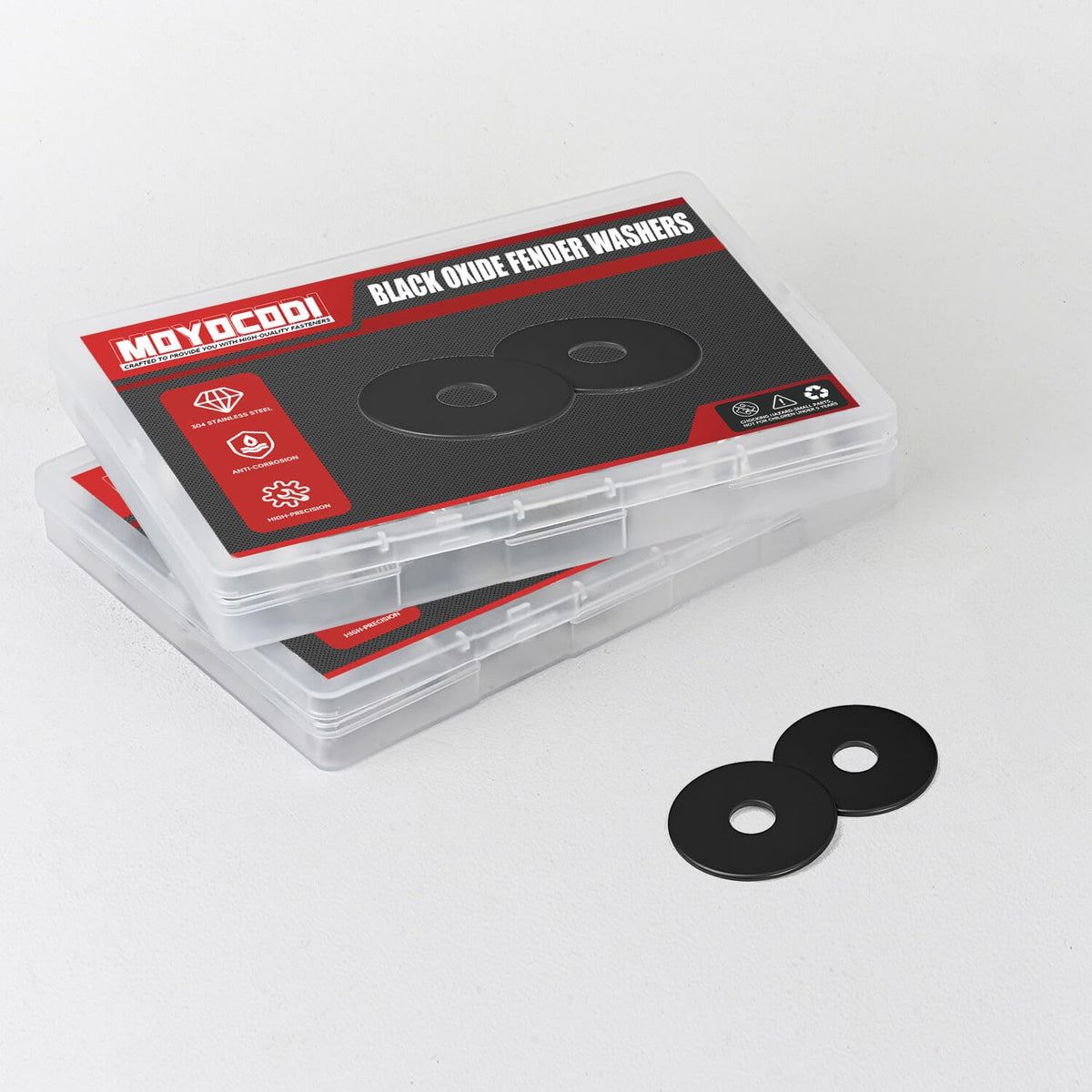 3/8 x 1-1/2'' (30 Pack) Black Oxide Stainless Steel Fender Washers, 1-1/2'' OD, (18-8) 304 Stainless Steel Metal Repair Washers for Screws and Bolts