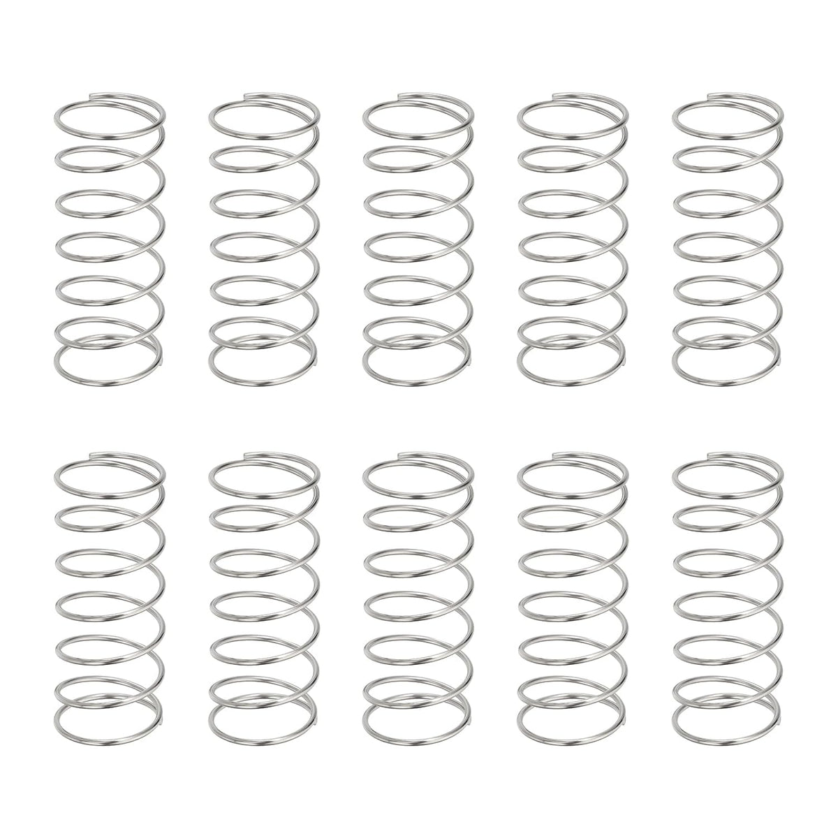 10Pcs Compression Springs, 0.9mm Wire Diameter x 15mm OD x 35mm Length 304 Stainless Steel Extension Spring Ballpoint Pen Pressure Springs for Shop Home Repairs, Silver