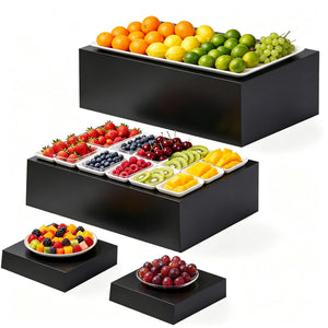 LinkMejor Large Buffet Risers & Display Stands, Black, 16"15"7.2"7.2", 4 Sets