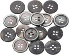 15 Pcs Natural Shell Buttons, 4 Hole 18mm Mother of Pearl Buttons for Shirt Clothes Coats Suits Jacket Jeans Skirts Sewing Craft DIY Decoration, Black/Silver