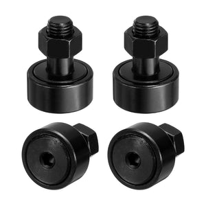 4Pcs CF12 Cam Follower KR30 Needle Roller Bearing, Chrome Steel Track Runner Bearings, 19mm Roller Dia M12x1.5mm Male Thread Stud Type Black Oxide for Machine Tool Guide Rail