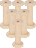 6Pcs Wooden Empty Spool, 1.2" x 2.8" Unfinished Wooden Spools Wire Weaving Bobbins Empty Thread Spools for Crafts DIY Art Embroidery Sewing Thread Twine, Wood Color