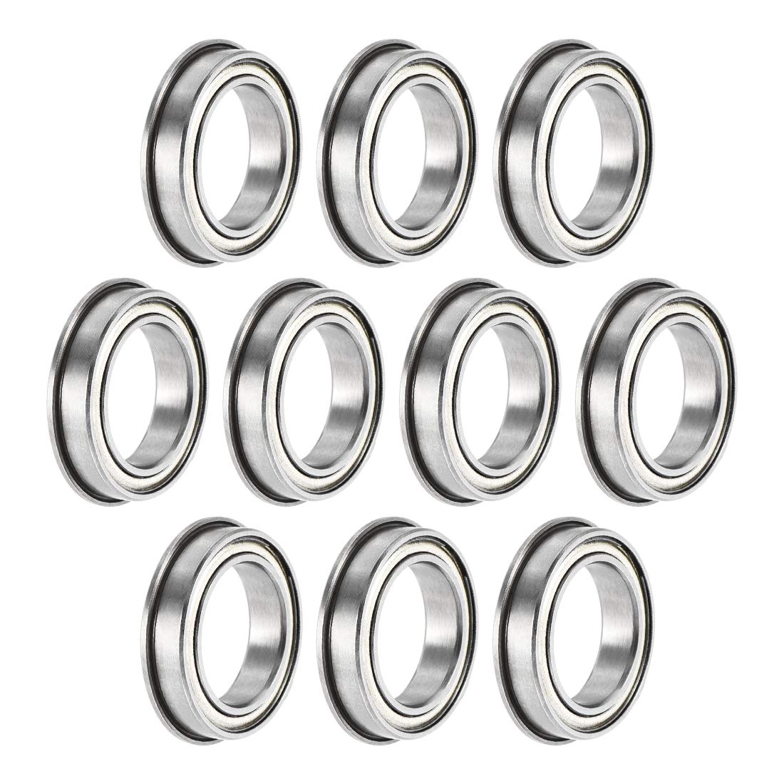 F6701ZZ Flanged Ball Bearing 12x18x4mm Double Shielded Chrome Steel Bearings 10pcs